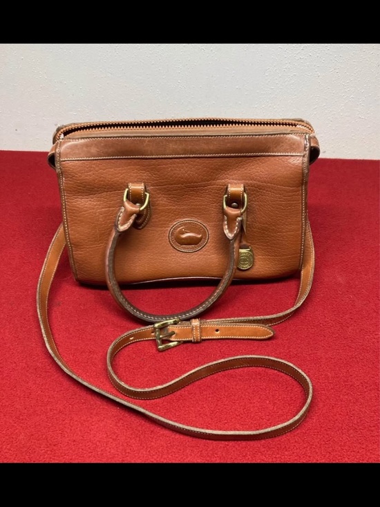 Dooney & Bourke Handbags - Dooney & Bourke Brown Leather Crossbody Satchel with Short Handles